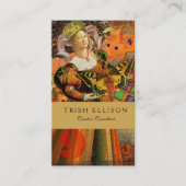 Aries Orange Women: Gothic Ram Antique Art Collage Visitenkarte (Vorderseite)