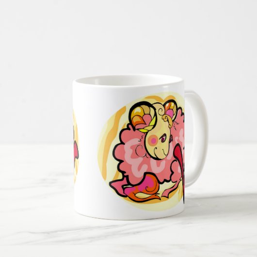 Aries Painting im Stil der 70er Jahre mit Symbol Kaffeetasse (VorderseiteRechts)