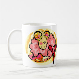 Aries Painting im Stil der 70er Jahre mit Symbol Kaffeetasse