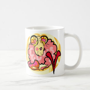 Aries Painting im Stil der 70er Jahre mit Symbol Kaffeetasse