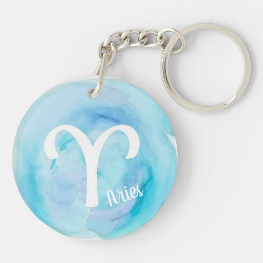 Aries Personalisiert Watercolor Zodiac-Zeichen Schlüsselanhänger (Rückseite)