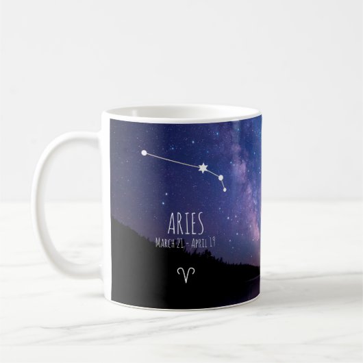 Aries | Personalisierte Sternbilder Kaffeetasse (Links)