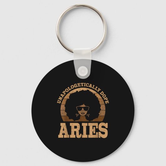Aries Queen Afro Hair Black Woman Zodiac Sign Schlüsselanhänger (Vorderseite)