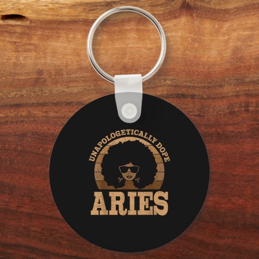 Aries Queen Afro Hair Black Woman Zodiac Sign Schlüsselanhänger (Vorderseite)