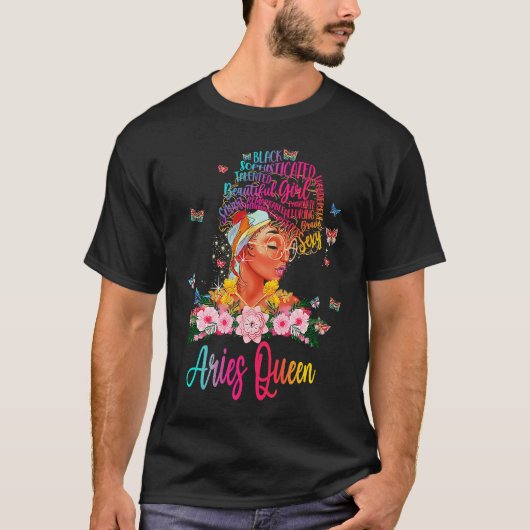 Aries Queen Black Women Persistent Sophisticated B T-Shirt (Vorderseite)