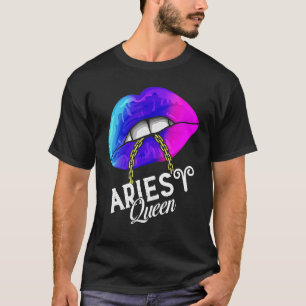 Aries Queen Lips Zodiac Horoskop Girls Birds T-Shirt