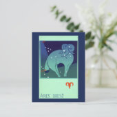Aries Ram Constellation, Vintage Zodiac Astrologie Postkarte (Stehend Vorderseite)