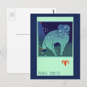Aries Ram Constellation, Vintage Zodiac Astrologie Postkarte (Vorne/Hinten)