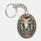 Aries Ram, Diamond und Gold Personalisiert Schlüsselanhänger (Vorderseite links)
