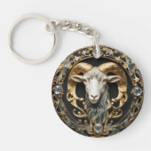 Aries Ram, Diamond und Gold Personalisiert Schlüsselanhänger (Vorderseite)
