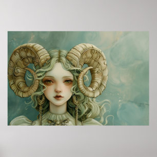 Aries Ram Girl Magischer Realismus Poster