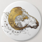 Aries Ram mit Golden Horns Astrologie Button 1 (Vorderseite)