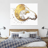 Aries Ram mit goldener Horns-Leinwand Leinwanddruck (Insitu (Schlafzimmer))