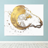 Aries Ram mit goldener Horns-Leinwand Leinwanddruck (Insitu (Holzboden))