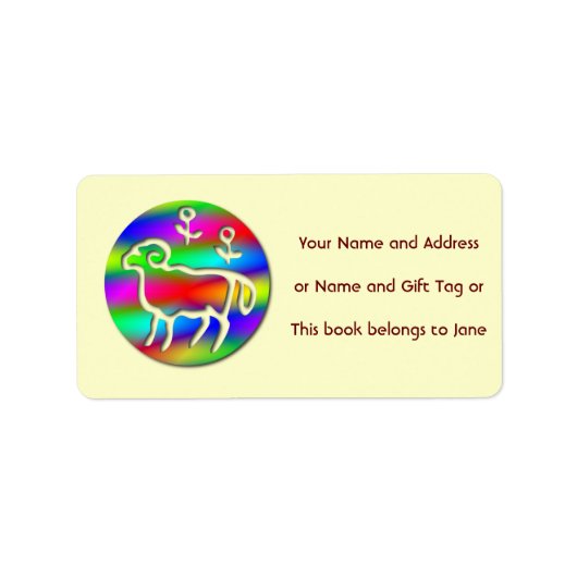 Aries Ram Star Sign Rainbow Name Tag Geschenk Tag Adressaufkleber (Vorne)