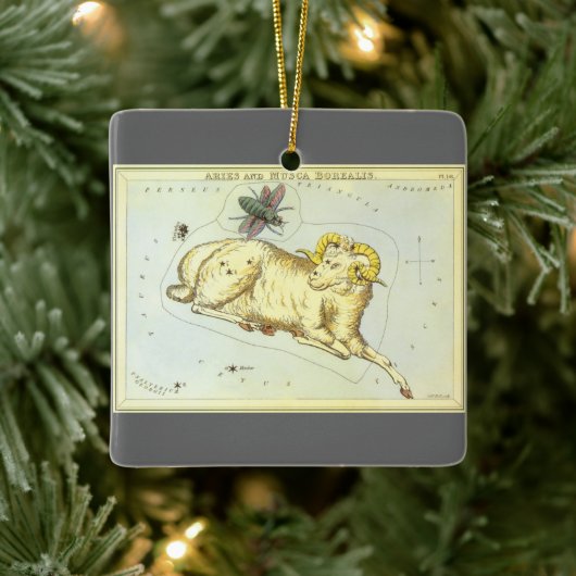 Aries Ram, Vintage Konstellation, Urania-Spiegel Keramikornament (Baum)