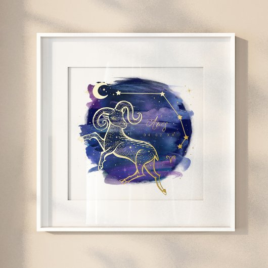 Aries Ram-Zeichen des Zodiac Custom Geburtsdatum Foliendrucke