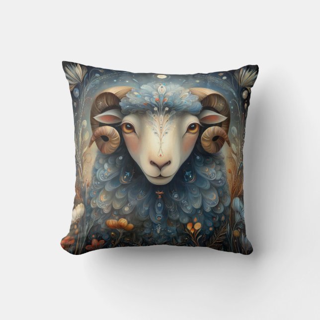 Aries Ram Zodiac Astrology Celestial Birthday Kissen (Vorderseite)
