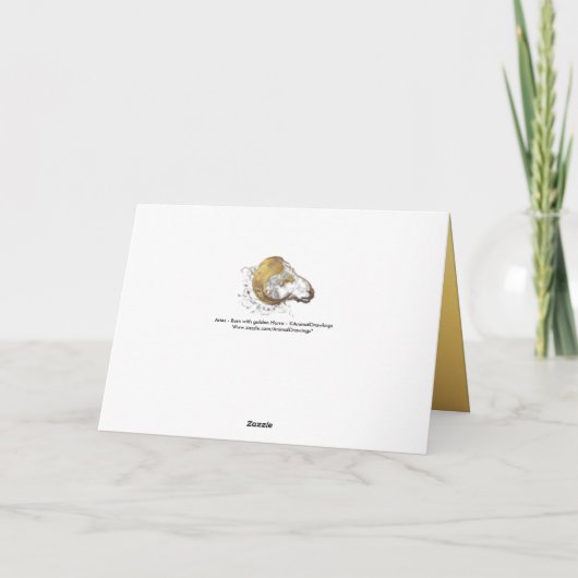 Aries rammen mit Golden Horns Astrologie Gruß 1 Karte (Rückseite)