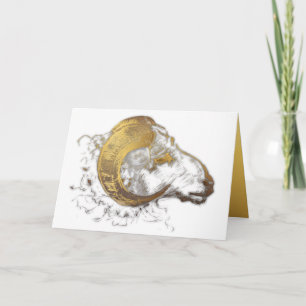 Aries rammen mit Golden Horns Astrologie Gruß 1 Karte