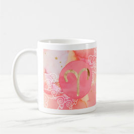 Aries Red Watercolor Astrologie Zodiac Sign Tasse