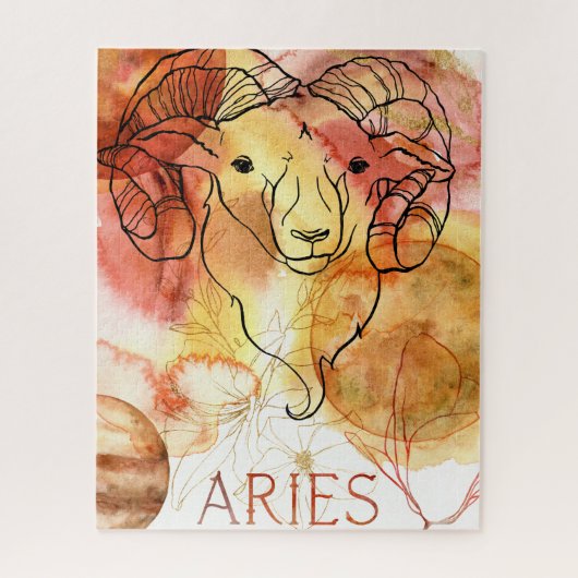 Aries Roter Goldplaneten in Rotem Stamm Blume Puzzle (Vertikal)