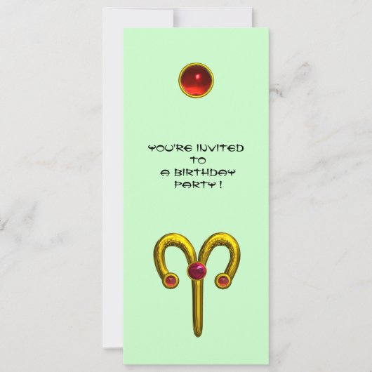 ARIES RUBY , hellgelb grün Einladung (Vorderseite)