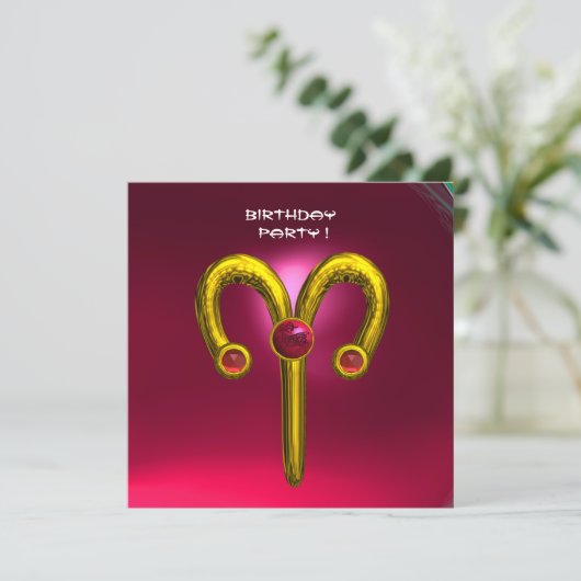 ARIES RUBY , hellgelb rosa Ankündigung (Stehend Vorderseite)