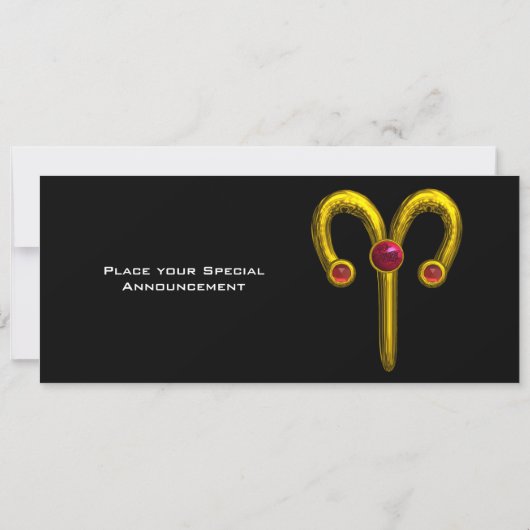 ARIES RUBY, hellgelb, rot Einladung (Rückseite)