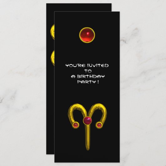 ARIES RUBY, hellgelb, rot Einladung (Vorne/Hinten)