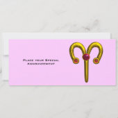 ARIES RUBY , hellgelb violett rosa Einladung (Rückseite)