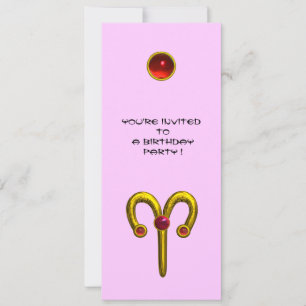 ARIES RUBY , hellgelb violett rosa Einladung