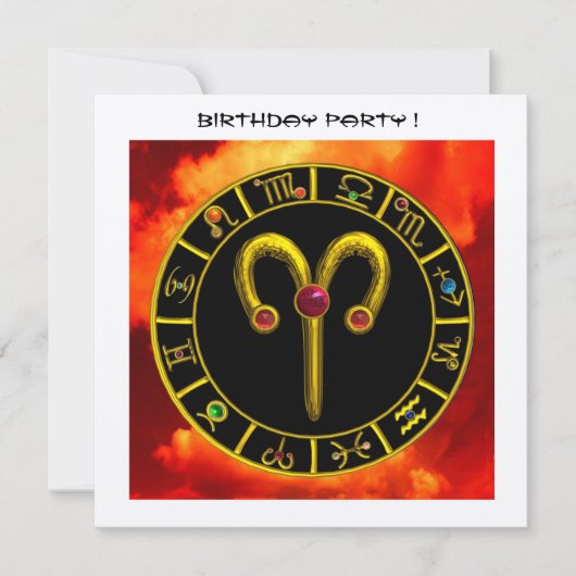 ARIES RUBY-Kreis, hellgelb, rot-orange weiß Einladung (Vorderseite)