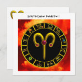 ARIES RUBY-Kreis, hellgelb, rot-orange weiß Einladung (Vorne/Hinten)