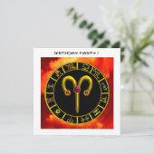 ARIES RUBY-Kreis, hellgelb, rot-orange weiß Einladung (Stehend Vorderseite)