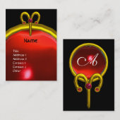 ARIES RUBY MONOGRAM hellgelb, rot Visitenkarte (Vorne/Hinten)