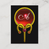 ARIES RUBY MONOGRAM hellgelb, rot Visitenkarte (Rückseite)