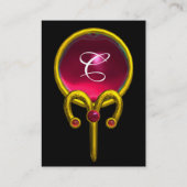 ARIES RUBY MONOGRAM hellgelb, schwarz, rosa Visitenkarte (Rückseite)