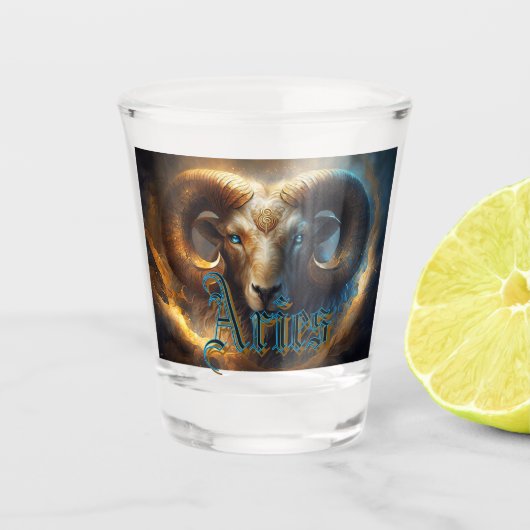Aries Schnapsglas (Vorderseite)