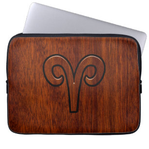 Aries Sign on Mahogany wie Printdekor Laptopschutzhülle