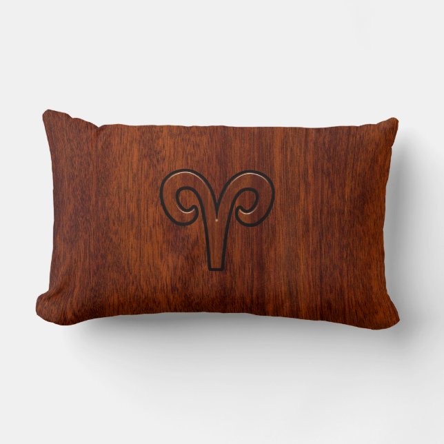 Aries Sign on Mahogany wie Printdekor Lendenkissen (Vorderseite)