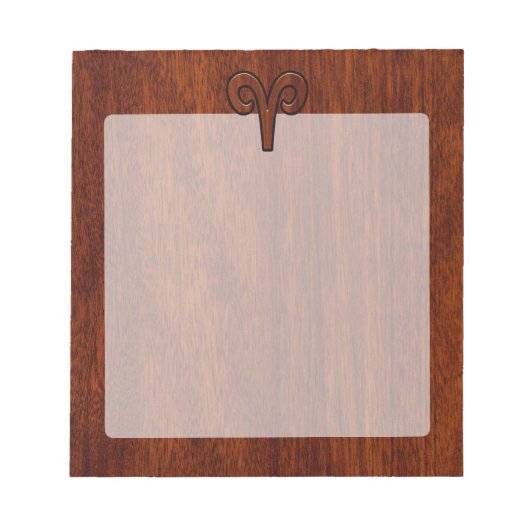 Aries Sign on Mahogany wie Printdekor Notizblock (Vorderseite)