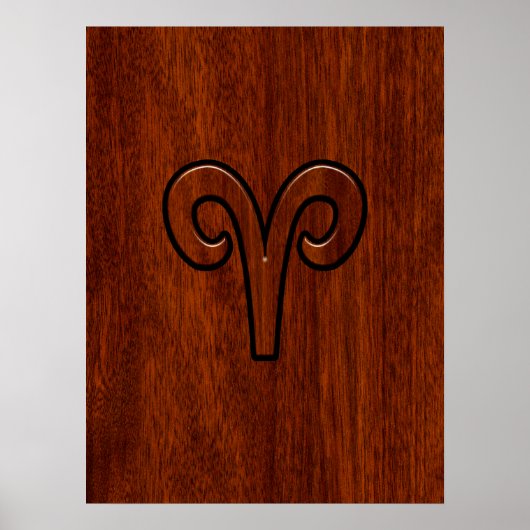 Aries Sign on Mahogany wie Printdekor Poster (Vorne)