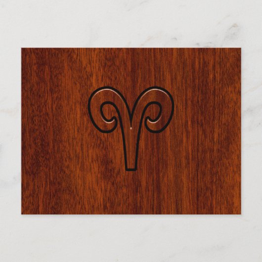 Aries Sign on Mahogany wie Printdekor Postkarte (Vorderseite)