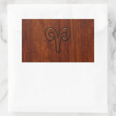 Aries Sign on Mahogany wie Printdekor Rechteckiger Aufkleber (Tasche)