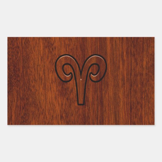 Aries Sign on Mahogany wie Printdekor Rechteckiger Aufkleber (Vorderseite)