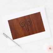 Aries Sign on Mahogany wie Printdekor Rechteckiger Aufkleber (Umschlag)