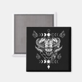 Aries Skull Wicca Occult Crescent Moon Witchcraft Magnet (Vorderseite/Rückseite)