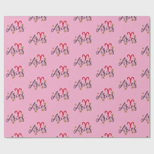 Aries Star Sign Wrapping Paper - rosa Hintergrundp Geschenkpapier