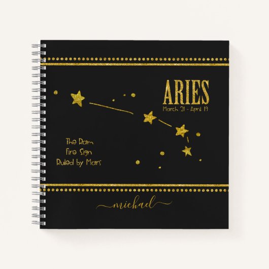 Aries Star Zodiac Sign Notebook Notizblock (Vorderseite)